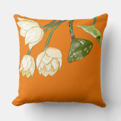 オレンジイエローロータスフラワーシードポッドシンプル クッション (正面)