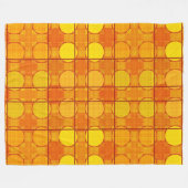 オレンジイエロー秋の格子模様 フリースブランケット (正面(横))