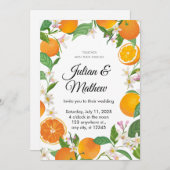 オレンジイエロー結婚式招待状カスタマイズ 招待状 (正面/裏面)