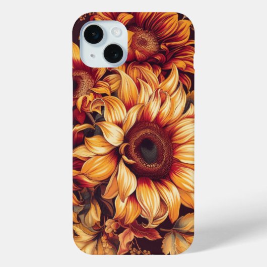 オレンジイエロー ブラウン 秋のひまわり Case-Mate iPhoneケース (裏面)