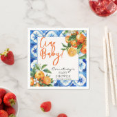 オレンジイタリアン色の水色ベビーシャワー スタンダードカクテルナプキン (インサイチュ)