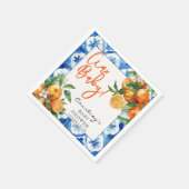 オレンジイタリアン色の水色ベビーシャワー スタンダードカクテルナプキン (角)