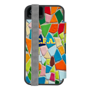 オレンジイニシャルモザイク iPhone SE/5/5sウォレットケース