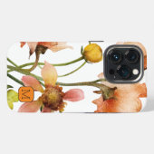 オレンジイニシャル美しい水彩の野の花  iPhoneケース (裏面横)