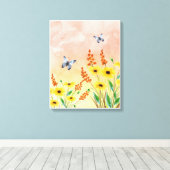 オレンジイラストレーションフラワーズキャンバス キャンバスプリント (インサイチュ (ウッドフロア))