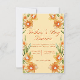 オレンジイラストレーション父の日ディナー招待状 招待状