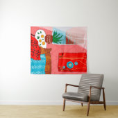 オレンジインスパイアとアロエの付いたマティスの赤い部屋 タペストリー (インサイチュ(横))