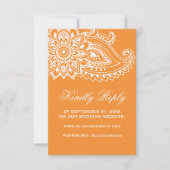 オレンジインディアンペイズリー結婚のウェブサイトRSVPカード 出欠カード (正面)