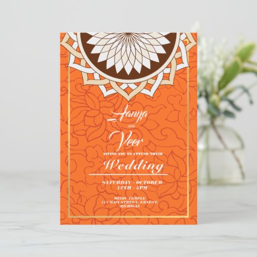 オレンジインディアン結婚式招待状 招待状 (スタンド正面)