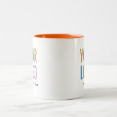 オレンジインナーコーヒーマグ ビジネスロゴ&ネーム 11oz ツートーンマグカップ (中央)