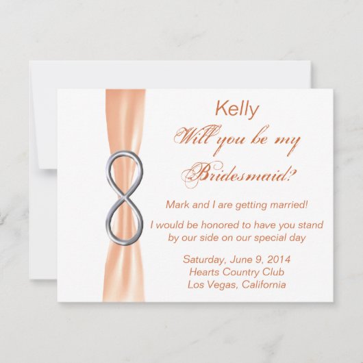 オレンジインフィニティウェディングブライズメイドカード 招待状 (正面)