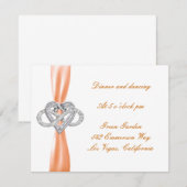 オレンジインフィニティハートウェディングレセプションメッセージカード 招待状 (正面/裏面)