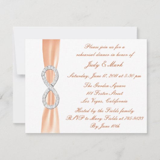 オレンジインフィニティ結婚ズリハーサルディナー招待状 招待状 (正面)