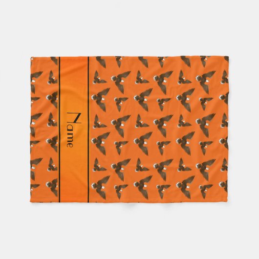 オレンジイーグパーソナライズされたの名前 フリースブランケット (正面(横))