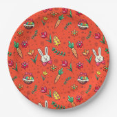 オレンジイースターパターン紙プレート ペーパープレート (正面)