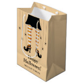 オレンジウィッチレッグアンドスパイダーズハッピーハローウィン文字 ミディアムペーパーバッグ (正面アングル)