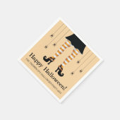 オレンジウィッチレッグアンドスパイダーズハッピーハローウィン スタンダードカクテルナプキン (角)