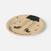 オレンジウィッチレッグアンドスパイダーズハッピーハローウィン ペーパープレート (アングル)