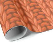 オレンジウィンター編み物ウールパターン ラッピングペーパー (ロールコーナー)