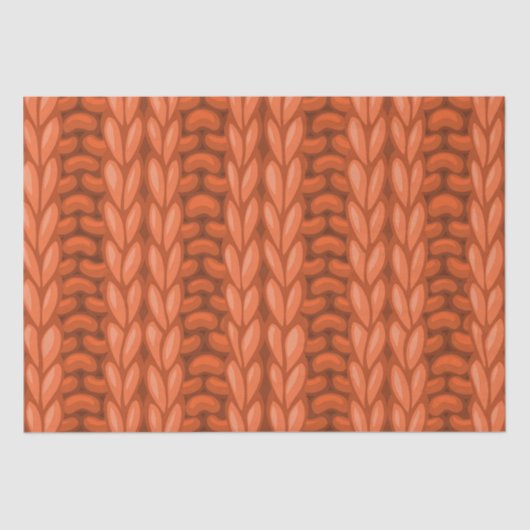 オレンジウィンター編み物ウールパターン 薄葉紙 (正面)