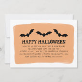 オレンジウォーターカラーこうもりハローウィンパーティ招待状 招待状 (正面)