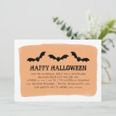 オレンジウォーターカラーこうもりハローウィンパーティ招待状 招待状 (スタンド正面)