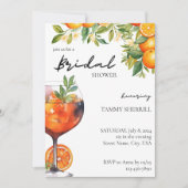 オレンジウォーターカラーのアペロールスプリッツ ブライダルシャワー 招待状 (正面)