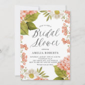 オレンジウォーターカラーアジサイフローラブライダルシャワー 招待状 (正面)