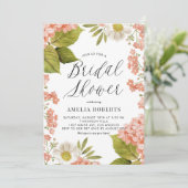 オレンジウォーターカラーアジサイフローラブライダルシャワー 招待状 (スタンド正面)