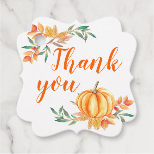 オレンジウォーターカラーカボチャ紅葉サンキュー フェイバータグ