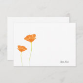 オレンジウォーターカラーカリフォルニアポピー ノートカード (正面/裏面)