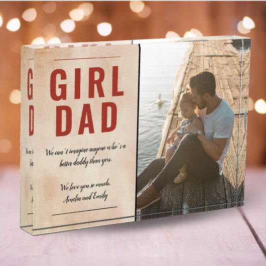 オレンジウォーターカラーガールパパスクリプト父の日 フォトブロック