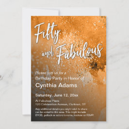 オレンジウォーターカラーグリッター50と素晴らしい 招待状