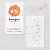 オレンジウォーターカラーステイン – モノグラム名刺 名刺 (正面/裏面)