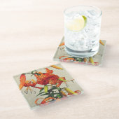 オレンジウォーターカラータイガーリリー1 ガラスコースター (アングル)