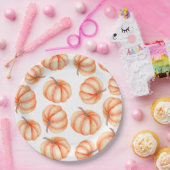 オレンジウォーターカラーパターンパンプキンハロウィーン秋 ペーパープレート (パーティー)