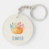 オレンジウォーターカラーパンプキン秋シーズン キーホルダー (裏面)
