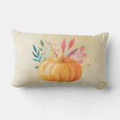 オレンジウォーターカラーパンプキン秋シーズン ランバークッション (裏面)