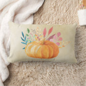 オレンジウォーターカラーパンプキン秋シーズン ランバークッション (ブランケット)