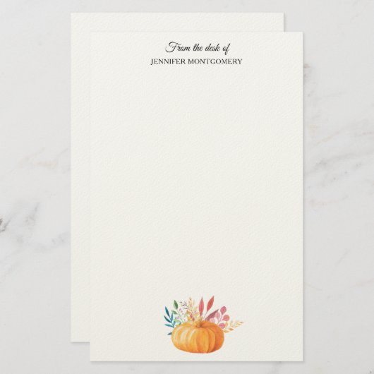 オレンジウォーターカラーパンプキン秋シーズン 便箋 (正面/裏面)