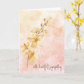 オレンジウォーターカラーフラワーズ悔やみや弔慰 カード (黄色い花)