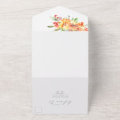 オレンジウォーターカラーフラワーズ秋の結婚式 オールインワン招待状 (外側)