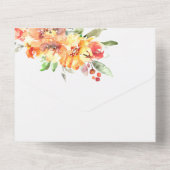 オレンジウォーターカラーフラワーズ秋の結婚式 オールインワン招待状 (裏面)