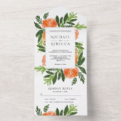 オレンジウォーターカラーフローラガーデングリ結婚ーナリーズ オールインワン招待状 (内側)