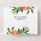 オレンジウォーターカラーフローラガーデングリ結婚ーナリーズ オールインワン招待状 (裏面)