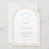 オレンジウォーターカラーフローラ結婚式招待状 招待状 (正面)