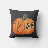 オレンジウォーターカラーブカボチャスカルハロウィーン クッション (正面)