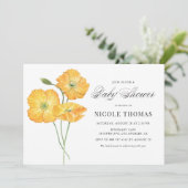 オレンジウォーターカラーポピーフローラベビーシャワー 招待状 (スタンド正面)