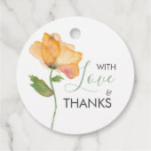 オレンジウォーターカラーポピー花ギフトラベル フェイバータグ (裏面)