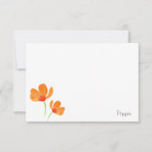 オレンジウォーターカラーポピー ノートカード (正面)